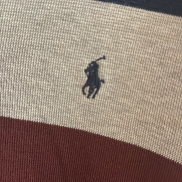 Polo Ralph Lauren Collared Shirt - Short Sleeve - Navy Maroon Gray Striped - L - Picture 3 of 4